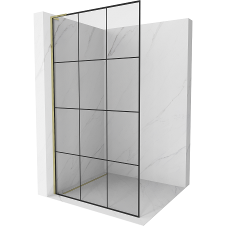 Mexen Kioto L paroi de douche Walk-in 100 x 200 cm, motif noir, doré - 800-100-103-50-77