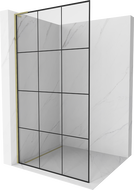 Mexen Kioto L paroi de douche Walk-in 100 x 200 cm, motif noir, doré - 800-100-103-50-77