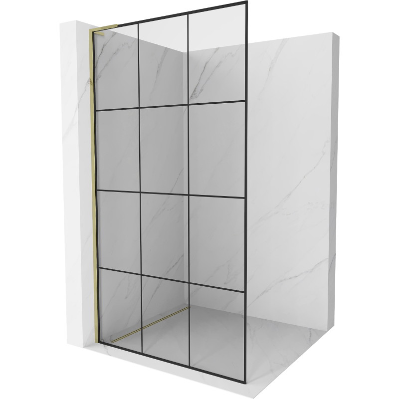 Mexen Kioto L paroi de douche Walk-in 110 x 200 cm, grille noire, dorée - 800-110-103-50-77