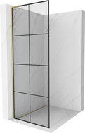 Mexen Kioto L paroi de douche Walk-in 80 x 200 cm, grille noire, doré brossé - 800-080-103-55-77