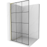 Mexen Kioto L paroi de douche Walk-in 100 x 200 cm, motif noir, finition dorée brossée - 800-100-103-55-77