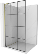 Mexen Kioto L cloison de douche Walk-in 100 x 200 cm, carreau noir, or brossé - 800-100-103-55-77