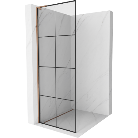 Mexen Kioto L paroi de douche Walk-in 90 x 200 cm, grille noire, or rose - 800-090-103-60-77
