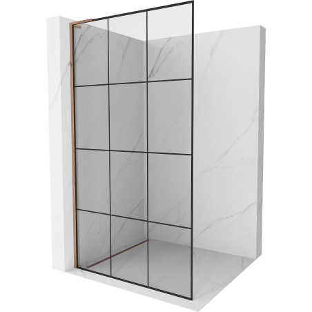 Mexen Kioto L paroi de douche Walk-in 100 x 200 cm, motif noir, or rose - 800-100-103-60-77