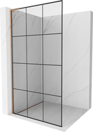 Mexen Kioto L paroi de douche Walk-in 110 x 200 cm, grille noire, cuivre brossé - 800-110-103-65-77