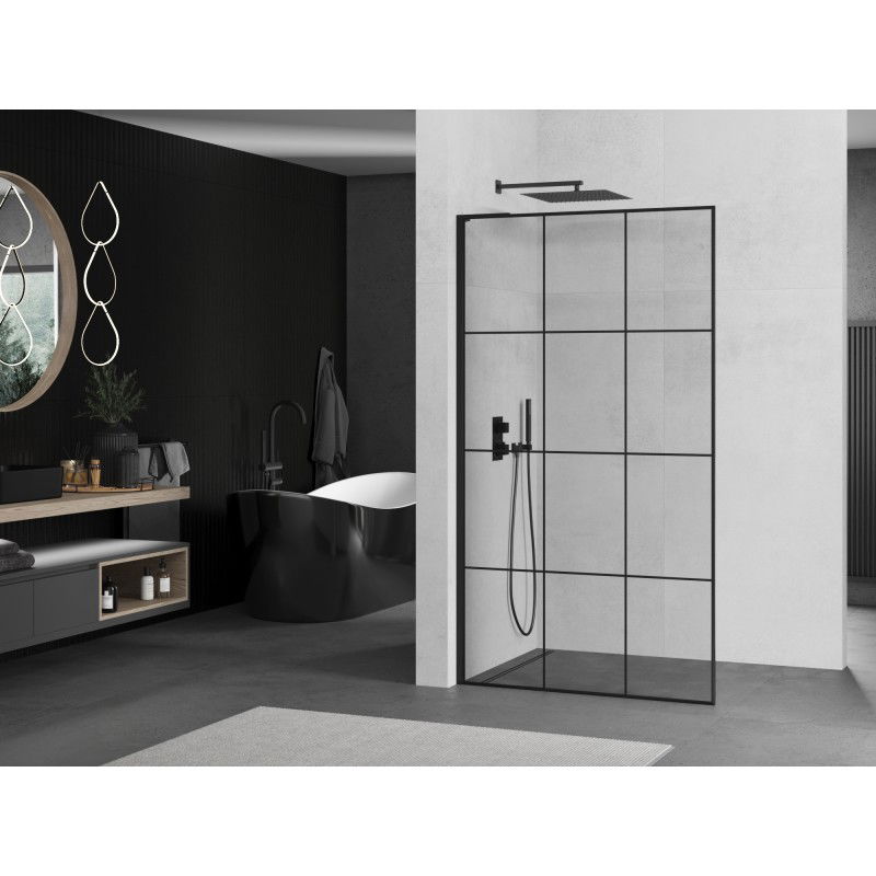 Mexen Kioto L paroi de douche Walk-in 120 x 200 cm, grille noire, noir - 800-120-103-70-77