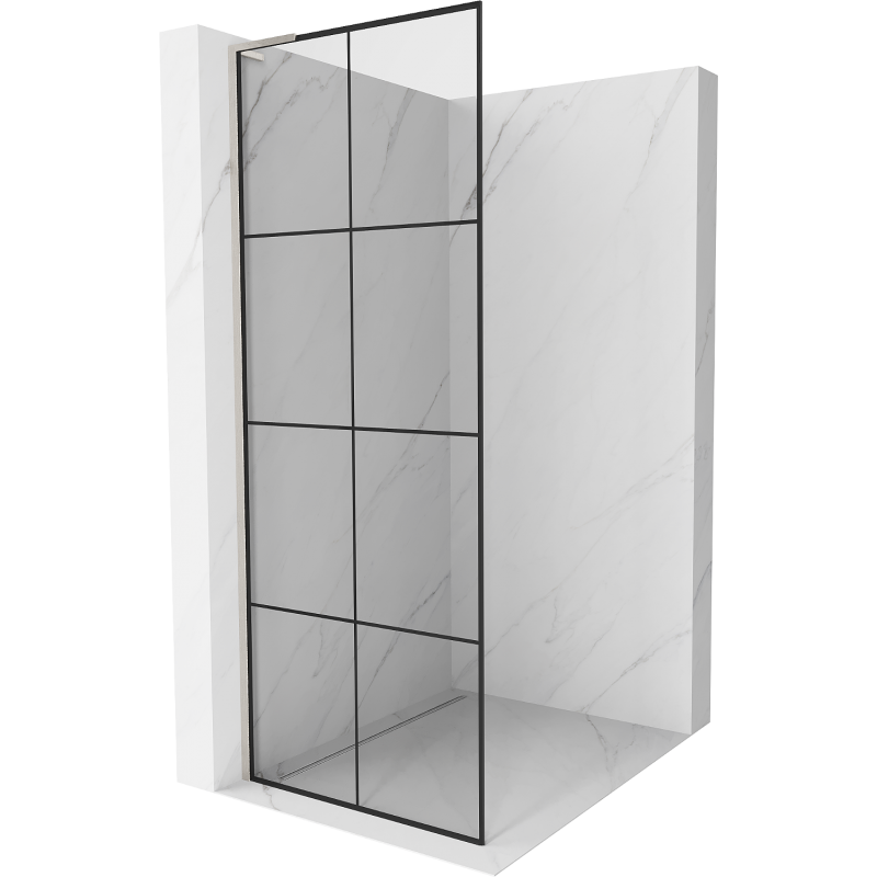 Mexen Kioto L paroi de douche Walk-in 70 x 200 cm, grille noire, nickel brossé - 800-070-103-97-77