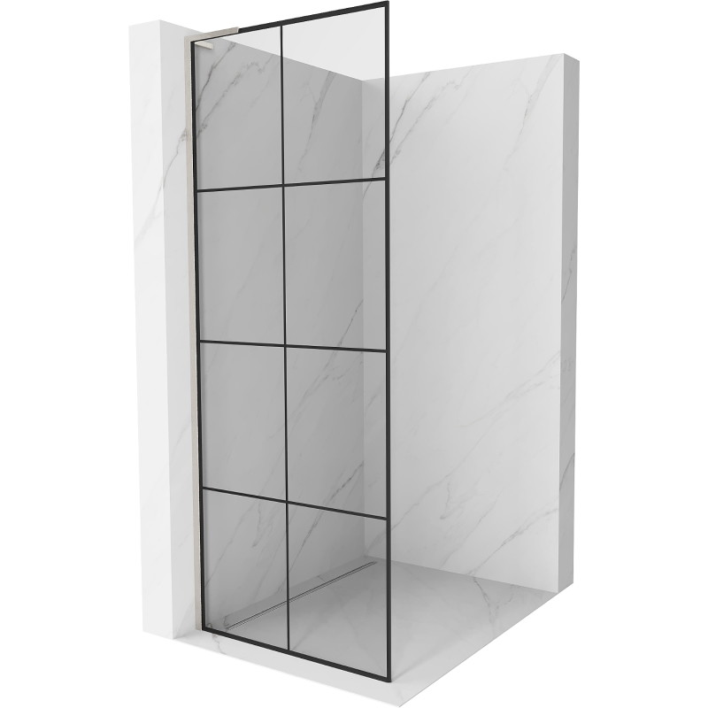 Mexen Kioto L paroi de douche Walk-in 80 x 200 cm, grille noire, nickel brossé - 800-080-103-97-77