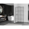 Mexen Kioto L paroi de douche Walk-in 100 x 200 cm, grille noire, nickel brossé - 800-100-103-97-77