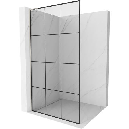 Mexen Kioto L paroi de douche Walk-in 100 x 200 cm, grille noire, nickel brossé - 800-100-103-97-77