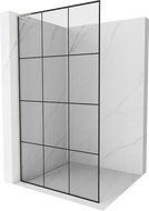 Mexen Kioto L paroi de douche Walk-in 110 x 200 cm, grille noire, nickel brossé - 800-110-103-97-77