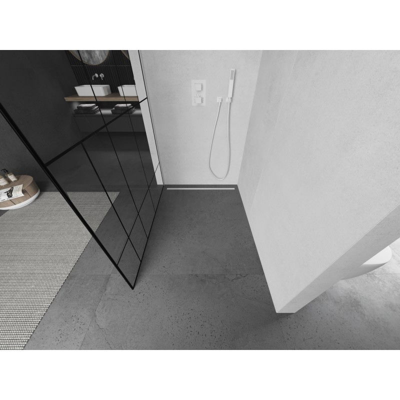 Mexen Kioto L paroi de douche Walk-in 100 x 200 cm, motif noir, blanc - 800-100-103-20-78