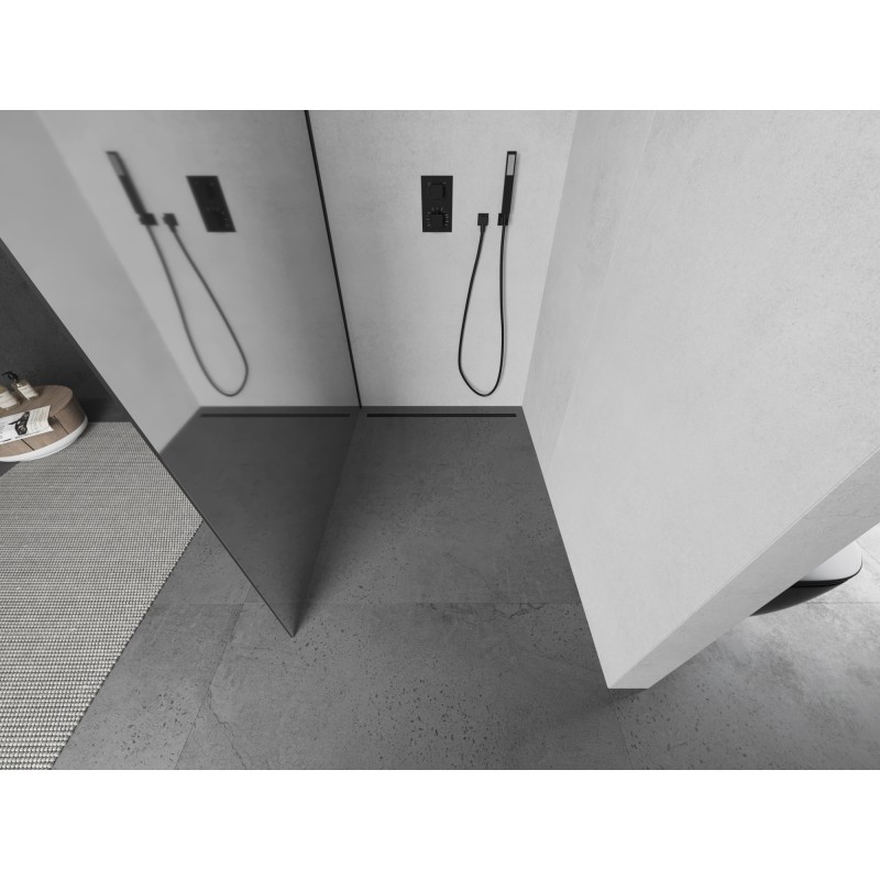 Mexen Kioto L paroi de douche walk-in 90 x 200 cm, miroir, noir - 800-090-103-70-50
