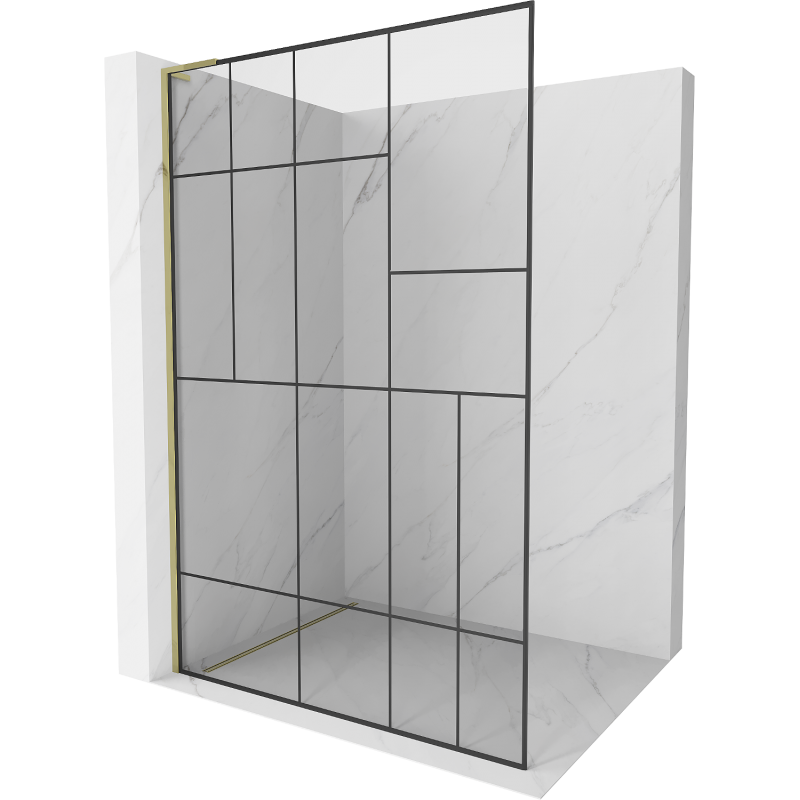 Mexen Kioto L paroi de douche Walk-in 80 x 200 cm, motif noir, doré - 800-080-103-50-78
