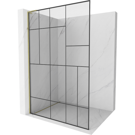 Mexen Kioto L paroi de douche Walk-in 80 x 200 cm, motif noir, doré - 800-080-103-50-78