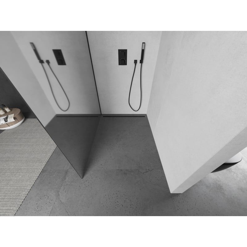 Mexen Kioto L paroi de douche Walk-in 110 x 200 cm, miroir, noir - 800-110-103-70-50