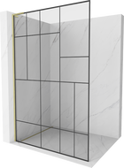 Mexen Kioto L paroi de douche Walk-in 80 x 200 cm, motif noir, finition dorée - 800-080-103-55-78