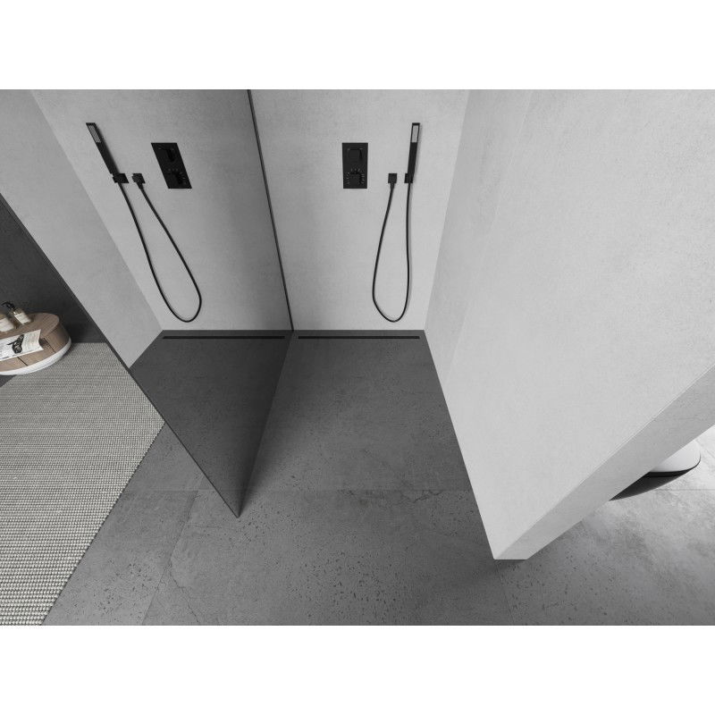 Mexen Kioto L paroi de douche Walk-in 120 x 200 cm, miroir, gris fusil brossé - 800-120-103-66-50