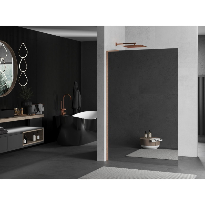 Mexen Kioto L paroi de douche Walk-in 70 x 200 cm, miroir, cuivre brossé - 800-070-103-65-50