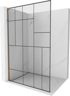 Mexen Kioto L paroi de douche Walk-in 100 x 200 cm, motif noir, or rose - 800-100-103-60-78