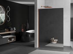 Mexen Kioto L paroi de douche Walk-in 70 x 200 cm, miroir, or rose - 800-070-103-60-50
