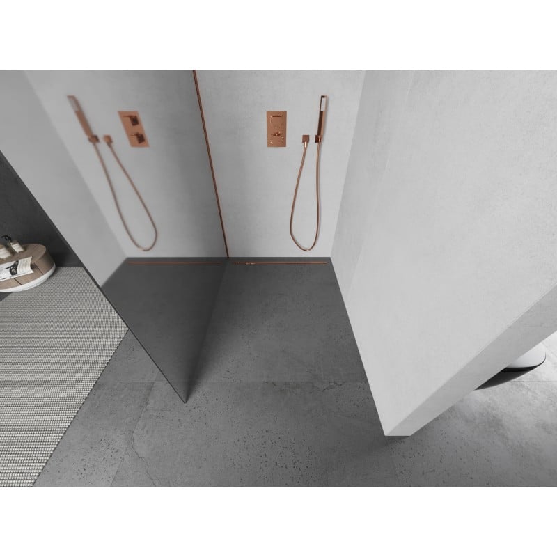 Mexen Kioto L paroi de douche Walk-in 90 x 200 cm, miroir, or rose - 800-090-103-60-50