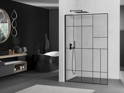 Mexen Kioto L paroi de douche Walk-in 80 x 200 cm, motif noir, noir - 800-080-103-70-78