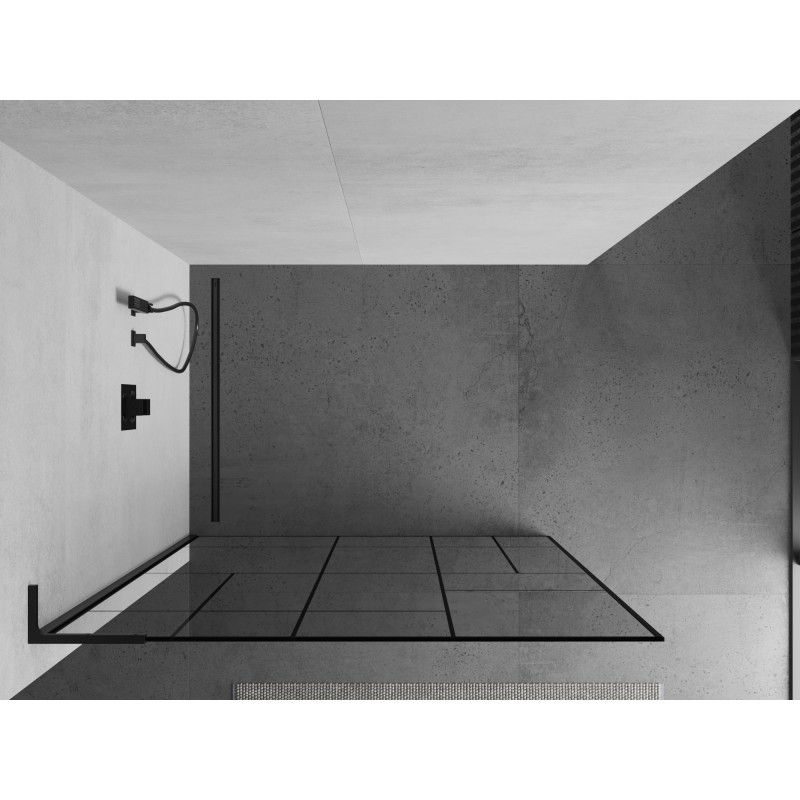 Mexen Kioto L paroi de douche Walk-in 70 x 200 cm, motif noir, noir - 800-070-103-70-78