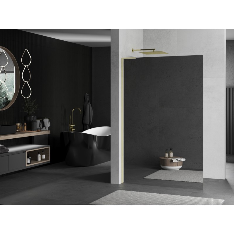 Mexen Kioto L paroi de douche Walk-in 90 x 200 cm, miroir, doré - 800-090-103-50-50