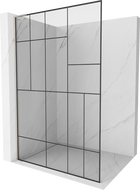Mexen Kioto L paroi de douche Walk-in 100 x 200 cm, motif noir, nickel brossé - 800-100-103-97-78