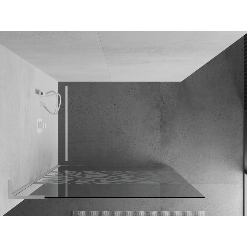 Mexen Kioto L paroi de douche Walk-in 80 x 200 cm, motif blanc, blanc - 800-080-103-20-85
