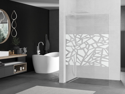 Mexen Kioto L paroi de douche Walk-in 70 x 200 cm, motif blanc, blanc - 800-070-103-20-85
