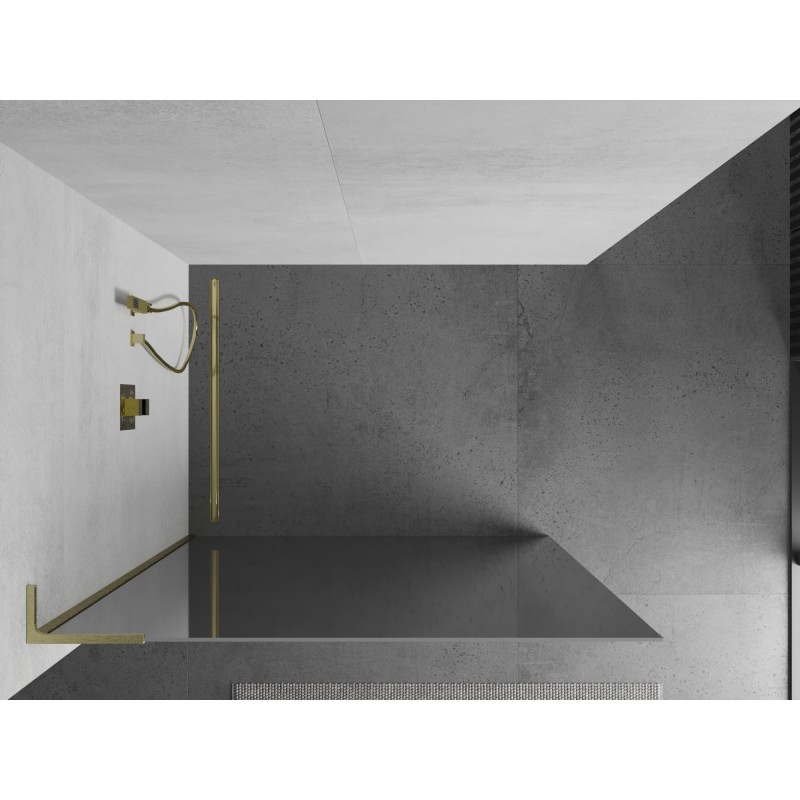 Mexen Kioto L paroi de douche Walk-in 100 x 200 cm, miroir, or brossé - 800-100-103-55-50