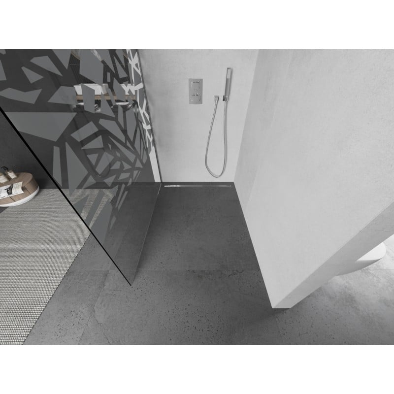 Mexen Kioto L paroi de douche Walk-in 90 x 200 cm, motif blanc, chrome - 800-090-103-01-85