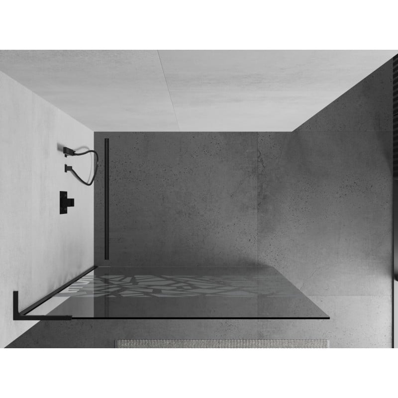 Mexen Kioto L paroi de douche Walk-in 110 x 200 cm, motif blanc, noir - 800-110-103-70-85