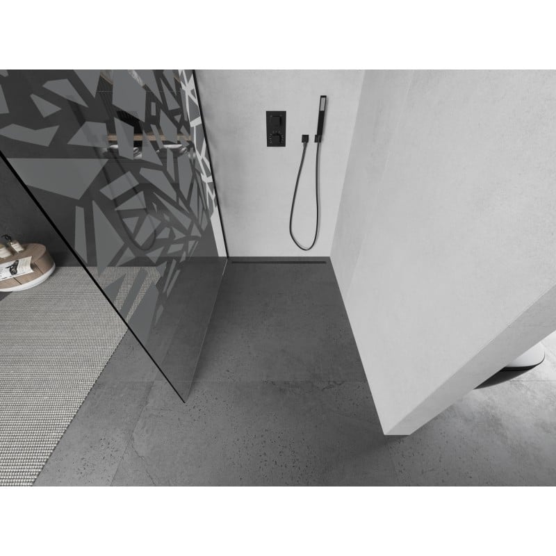 Mexen Kioto L paroi de douche Walk-in 110 x 200 cm, motif blanc, noir - 800-110-103-70-85