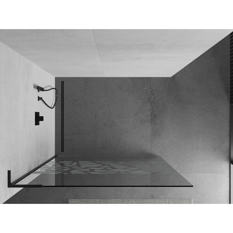 Mexen Kioto L paroi de douche Walk-in 90 x 200 cm, motif blanc, noir - 800-090-103-70-85