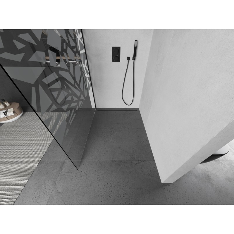 Mexen Kioto L paroi de douche Walk-in 80 x 200 cm, motif blanc, noir - 800-080-103-70-85