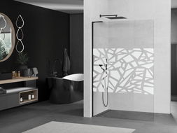 Mexen Kioto L paroi de douche Walk-in 70 x 200 cm, motif blanc, noir - 800-070-103-70-85