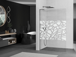Mexen Kioto L paroi de douche Walk-in 80 x 200 cm, motif blanc, gris canon brossé - 800-080-103-66-85