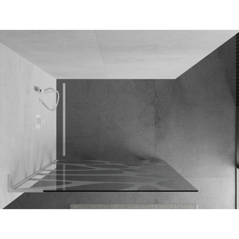 Mexen Kioto L paroi de douche Walk-in 120 x 200 cm, vague blanche, blanche - 800-120-103-20-97
