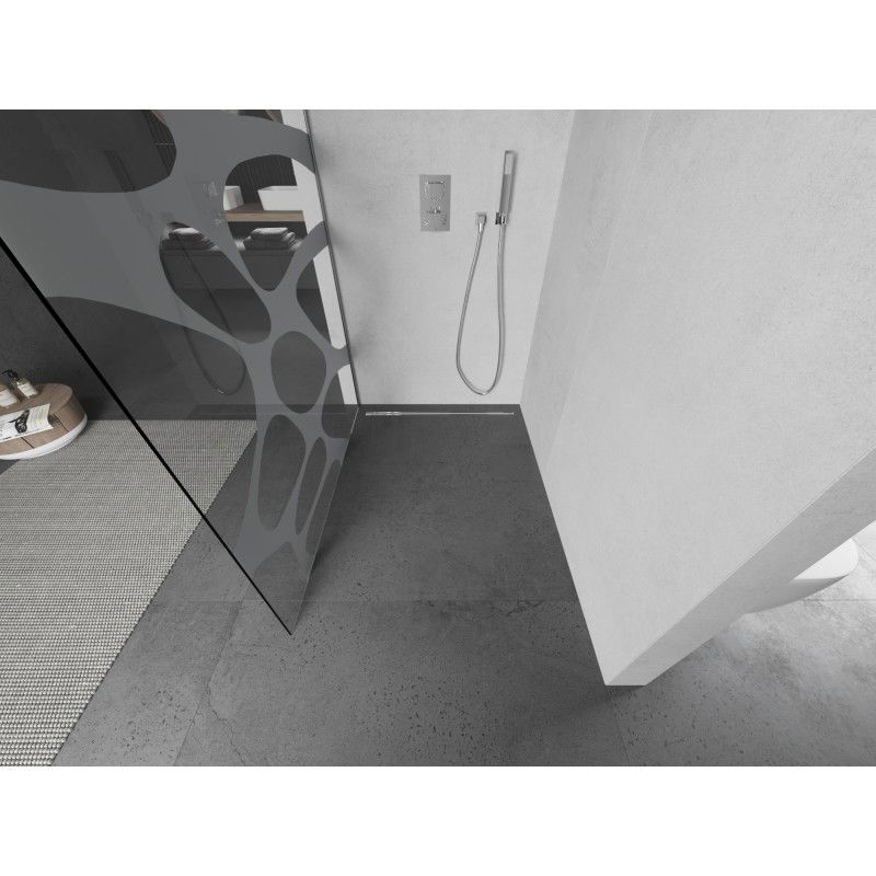 Mexen Kioto L paroi de douche Walk-in 80 x 200 cm, vague blanche, chrome - 800-080-103-01-97