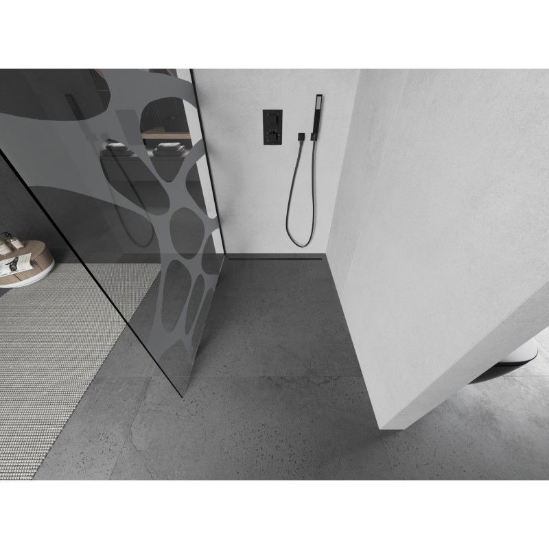 Mexen Kioto L paroi de douche Walk-in 120 x 200 cm, vague blanche, noir - 800-120-103-70-97
