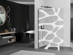 Mexen Kioto L paroi de douche Walk-in 110 x 200 cm, vague blanche, noir - 800-110-103-70-97