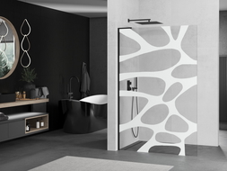 Mexen Kioto L paroi de douche Walk-in 100 x 200 cm, motif blanc, noir - 800-100-103-70-97