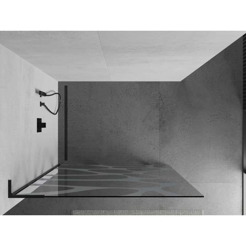 Mexen Kioto L paroi de douche Walk-in 70 x 200 cm, vague blanche, noire - 800-070-103-70-97