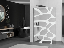 Mexen Kioto L paroi de douche Walk-in 120 x 200 cm, vague blanche, gun gray brossé - 800-120-103-66-97