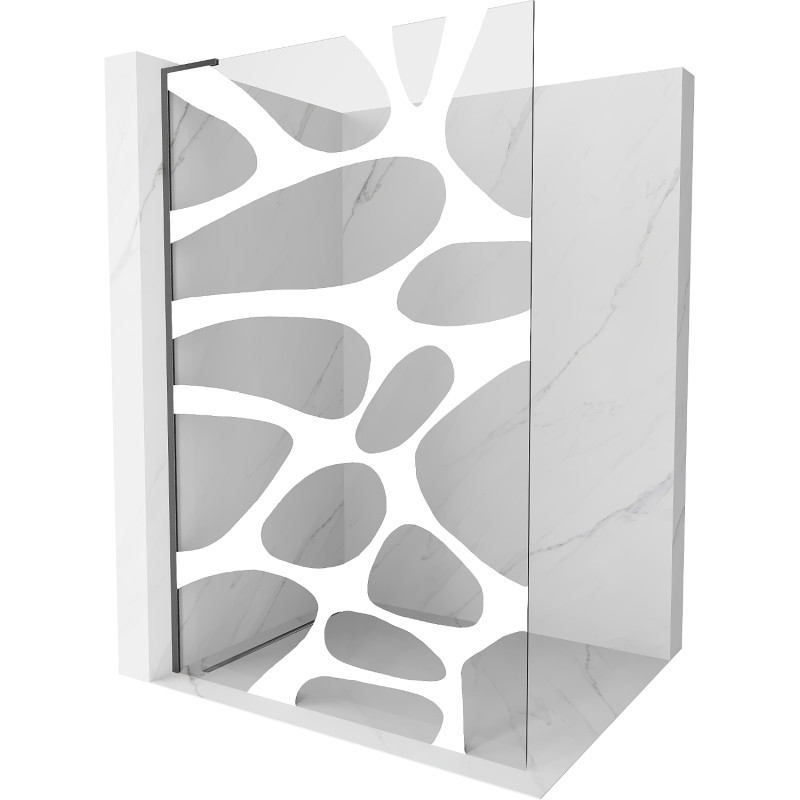 Mexen Kioto L paroi de douche Walk-in 90 x 200 cm, vague blanche, gris canon brossé - 800-090-103-66-97