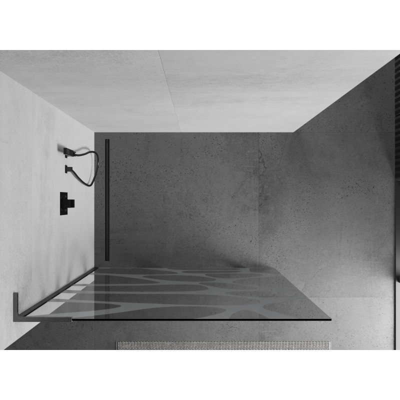 Mexen Kioto L paroi de douche Walk-in 90 x 200 cm, vague blanche, gris canon brossé - 800-090-103-66-97
