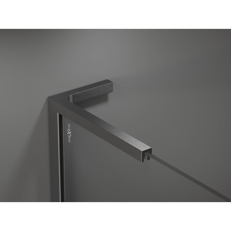 Mexen Kioto L paroi de douche Walk-in 90 x 200 cm, vague blanche, gris canon brossé - 800-090-103-66-97